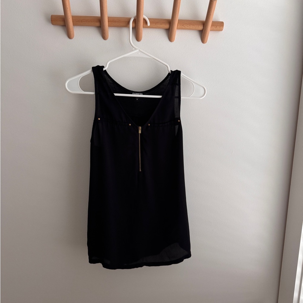 Express Black Top with Gold Accent